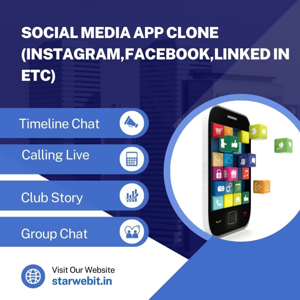 Social media app clone (Instagram, Facebook, Linked In etc)